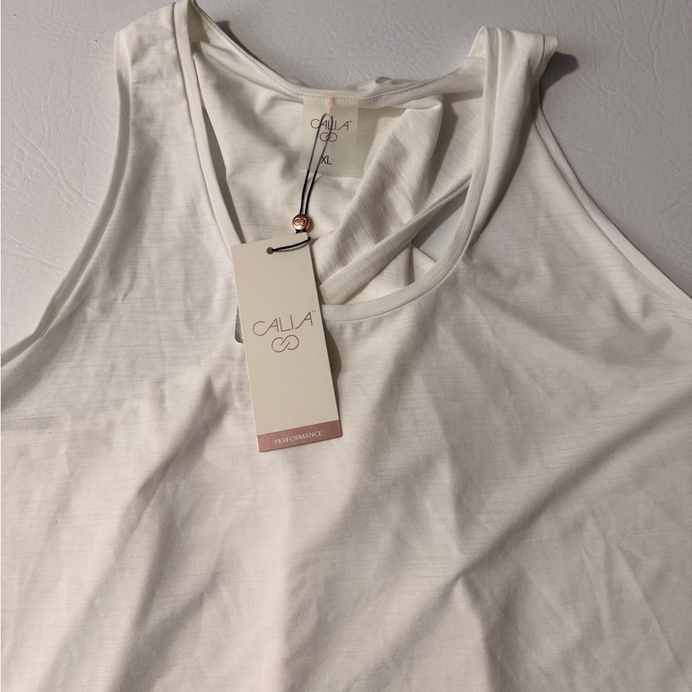 Calia Woman’s Twisted Back Tank Top, White,‎ XL - Picture 2 of 8